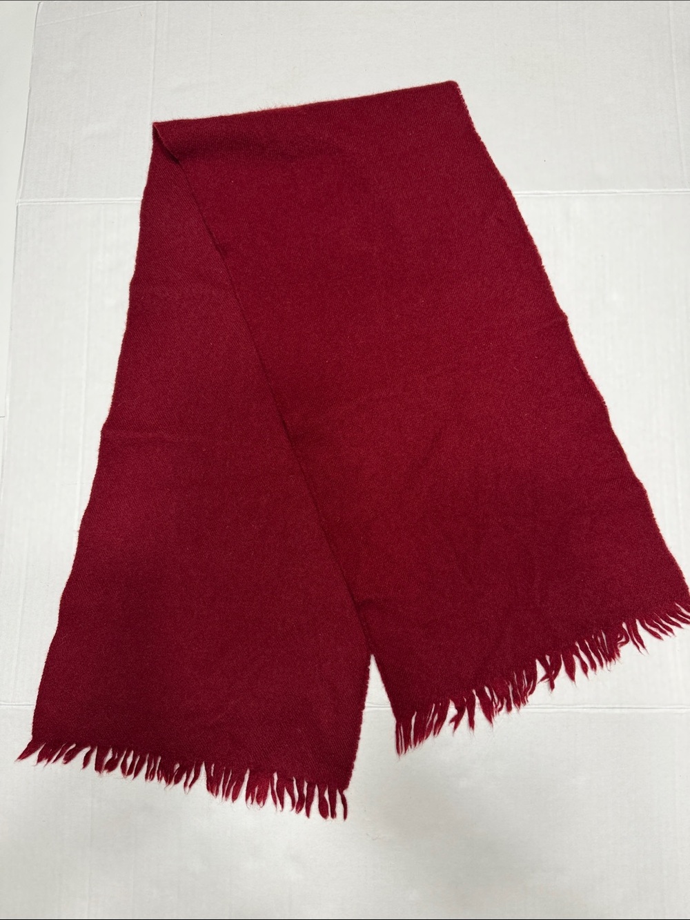 Vintage Lambswool 100% Wool Classic Women's Fringe Scarf in Deep Wine